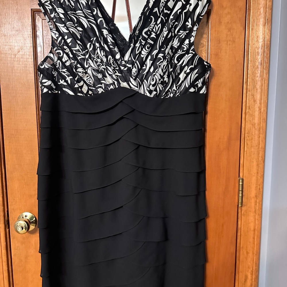 dressbarn Black and White Layered Midi Dress